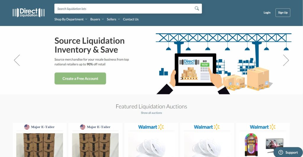 Direct Liquidation web site image