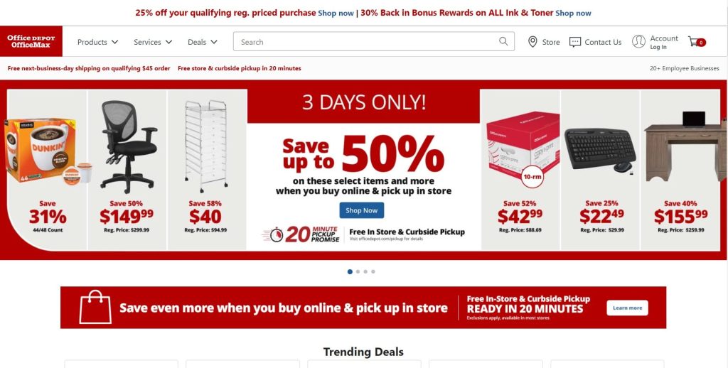 office depot home page image